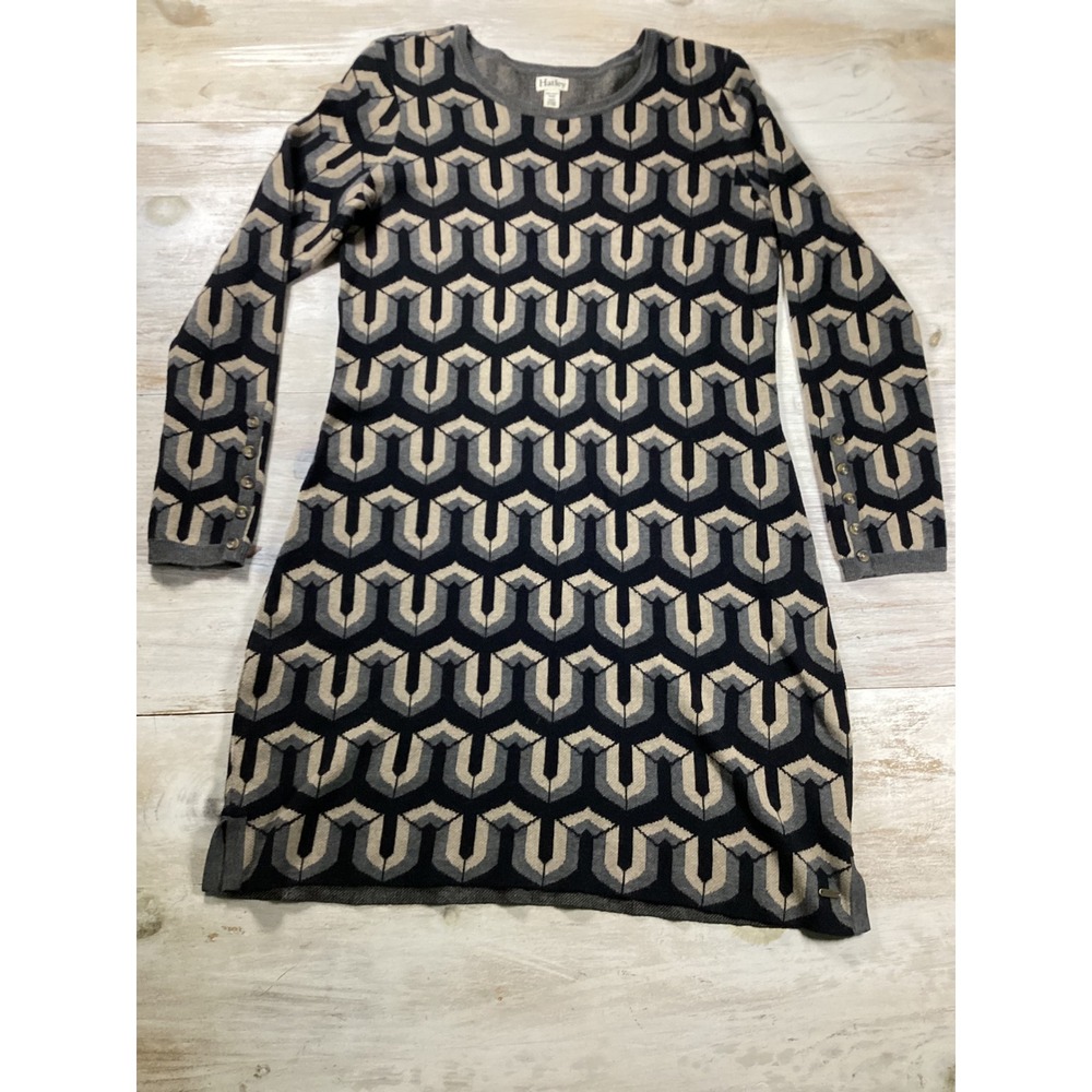 Hatley Geometric Print Sweater Dress Long‎ Sleeve Knee Length Casual Women's Med